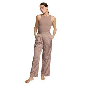 Victoria's Secret Lux Glossy Sport Wide Leg Jumpsuit Size M NWT VSX Brown Mocha